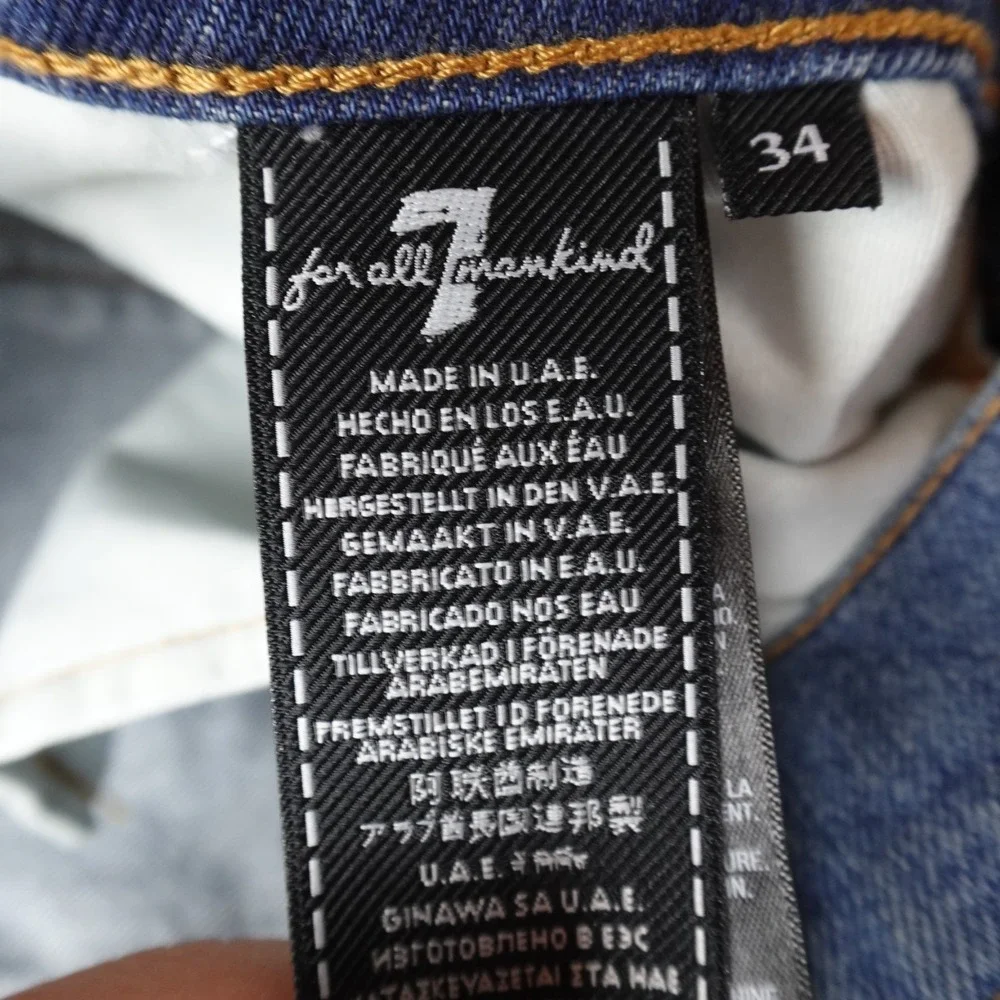NEW 7 For All Mankind Jeans Mens 34X32 Dark Blue Denim Vintage Straight‎ Pants